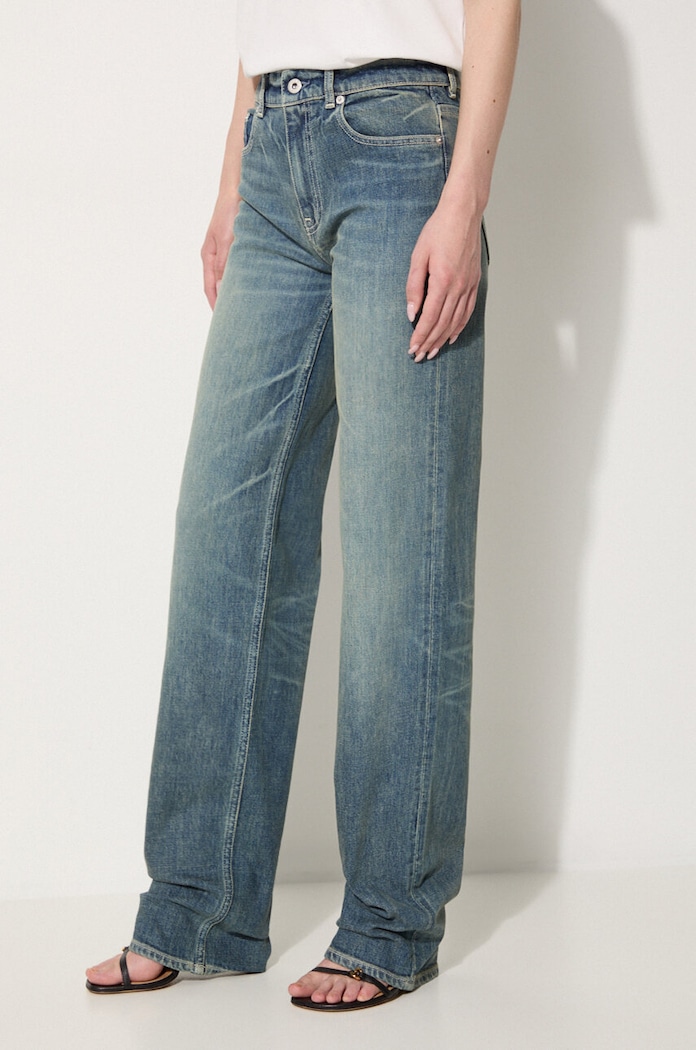 Τζιν παντελόνι Kenzo Asagao Regular Waist Fit Jeans μπλε FE62DP2166S7.DY