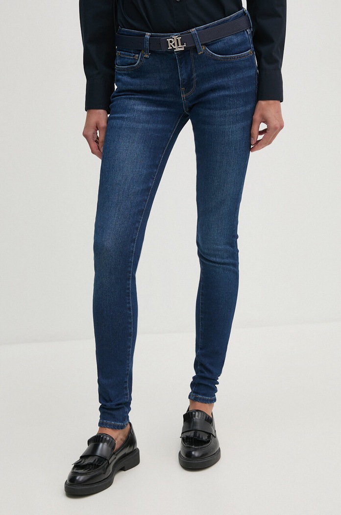 Rifle Pepe Jeans SKINNY JEANS LW Planet friendly tmavomodrá PL204583DP6