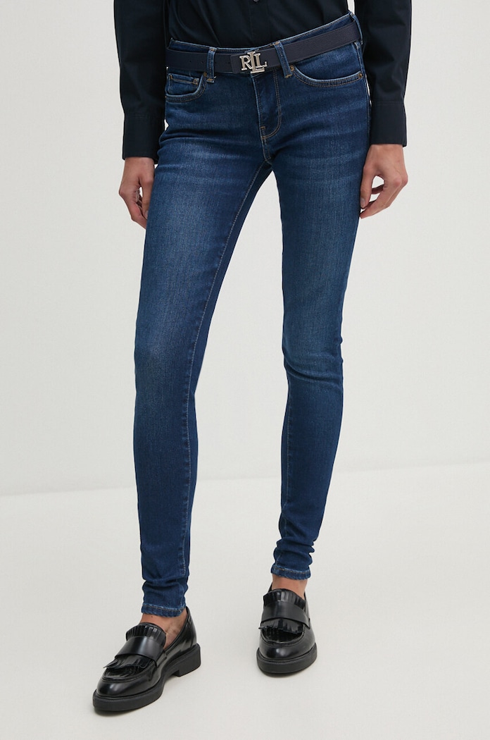 Rifle Pepe Jeans SKINNY JEANS LW Planet friendly tmavomodrá PL204583DP6
