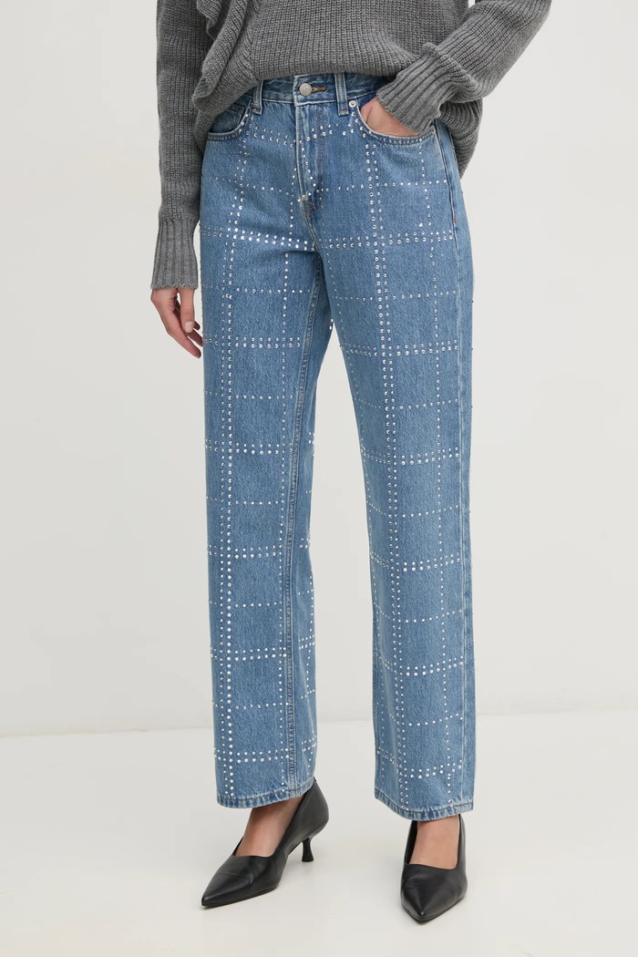 Traperice Pepe Jeans STRAIGHT JEANS HW GLITTER plava PL204832
