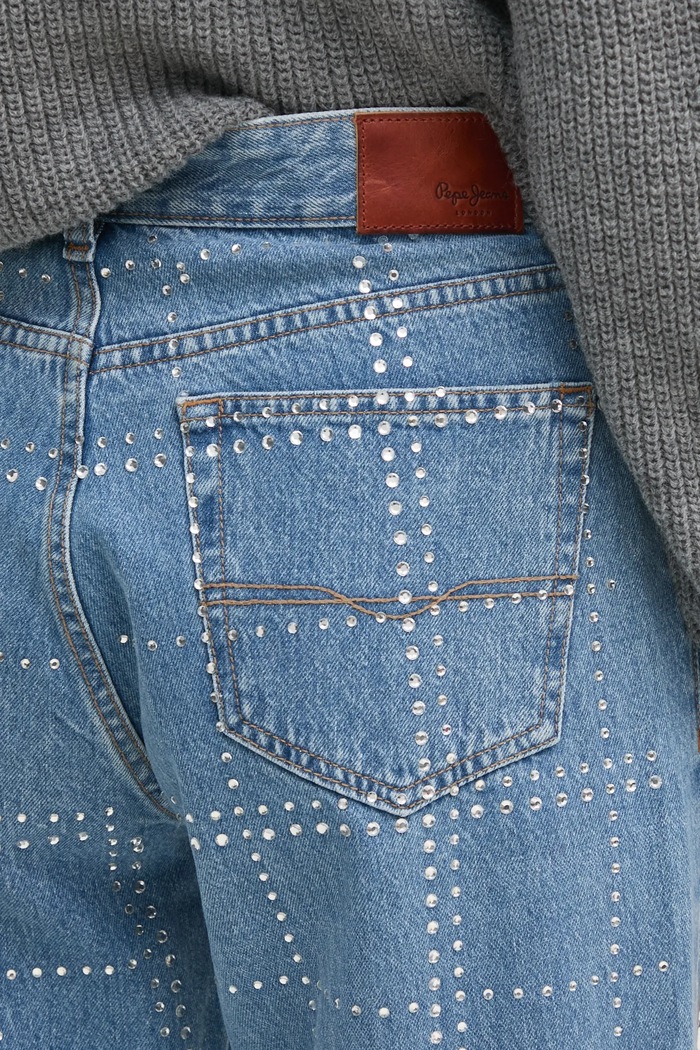 Traperice Pepe Jeans STRAIGHT JEANS HW GLITTER plava PL204832