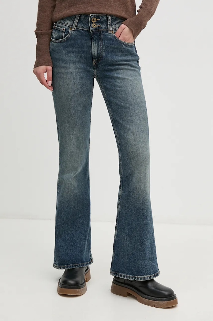Pepe Jeans jeansy FLARE JEANS MW Planet friendly niebieski PL204877HW6