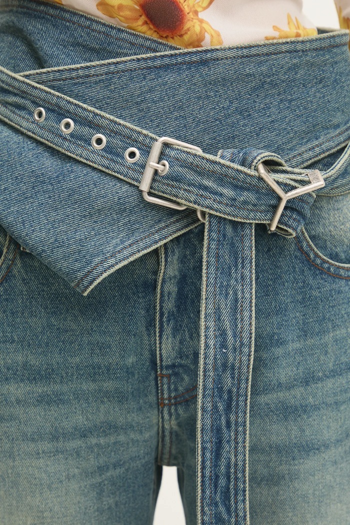 Rifle Y/Project WRAP BELT JEANS modrá 107PA006