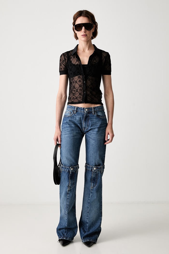 Rifle Coperni Open Knee Jeans COPP55252 modrá