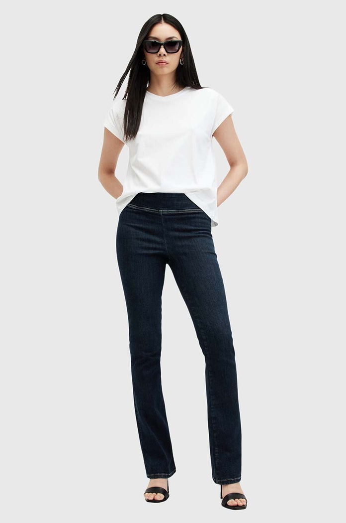 Bavlněné džíny AllSaints DANI SIZEME BOOTCUT námořnická modř W007EC