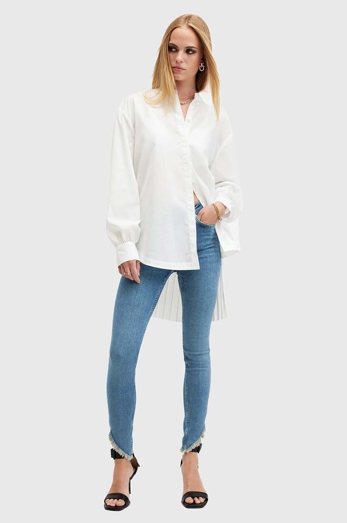 Bavlněné džíny AllSaints DAX ASYM HEM JEAN modrá W070EA