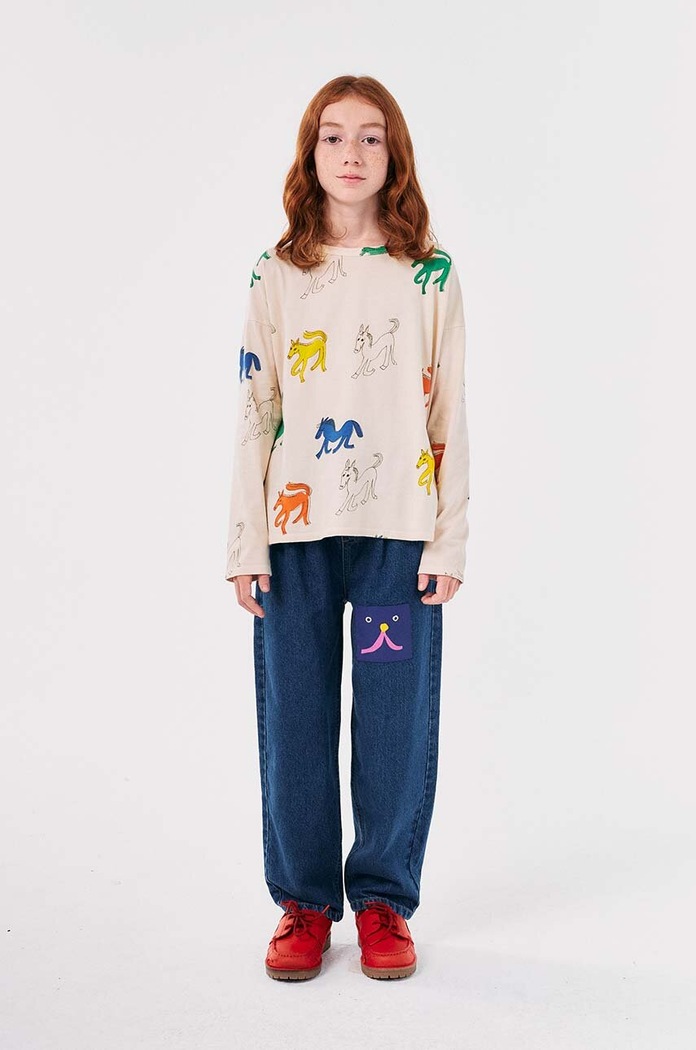 Bobo Choses jeansy dziecięce Funny face Planet friendly granatowy 224AC106