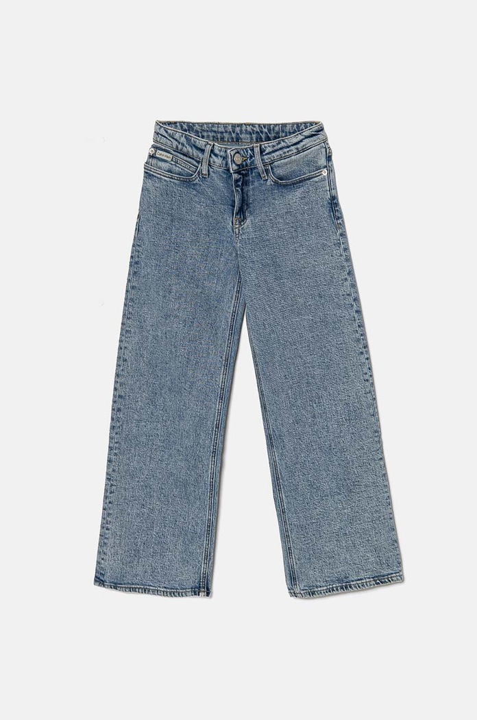 Детски дънки Calvin Klein Jeans MR WIDE LEG RELAXED SP BL с регилация син IG0IG02602.9BYH.