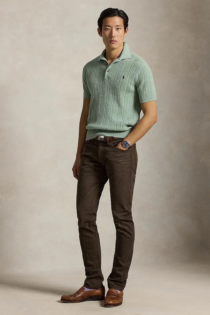 Abbigliamento Polo Ralph Lauren slim fit da uomo 710956083 marrone
