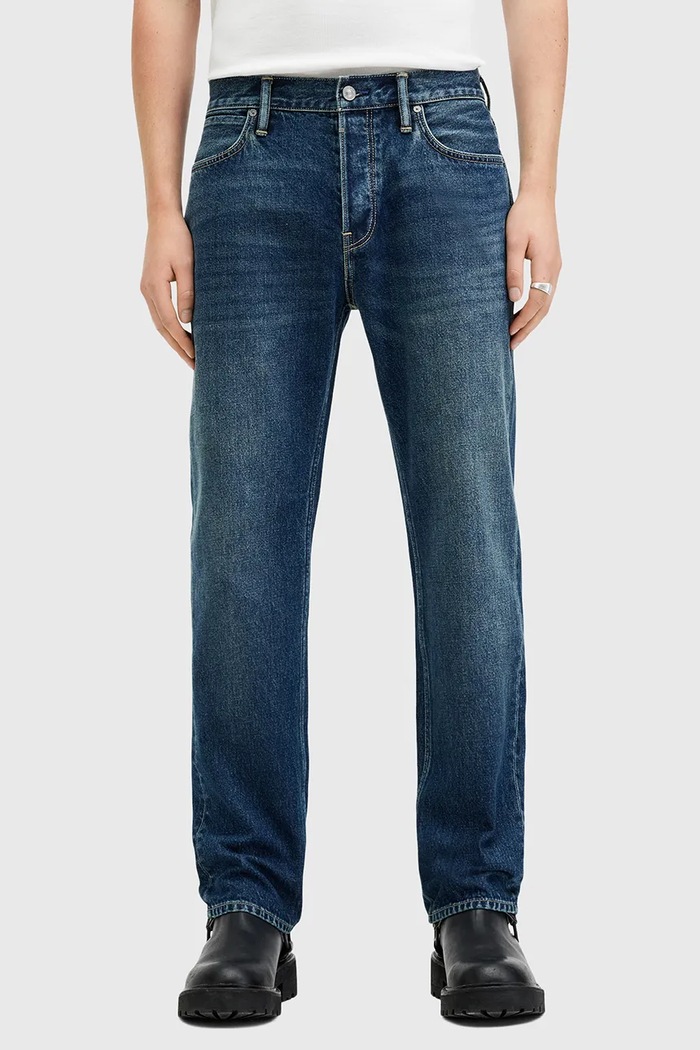 AllSaints blugi din bumbac REID M025EB albastru AW25