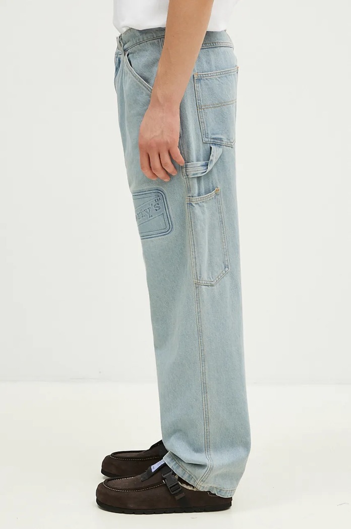 Дънки PLEASURES Box Logo Carpenter Jeans P24F001 син AW24