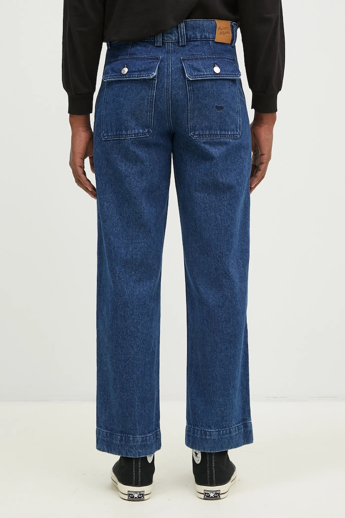 Одежда Джинсы Maison Kitsuné Workwear Pants NM01108WW5023 тёмно-синий