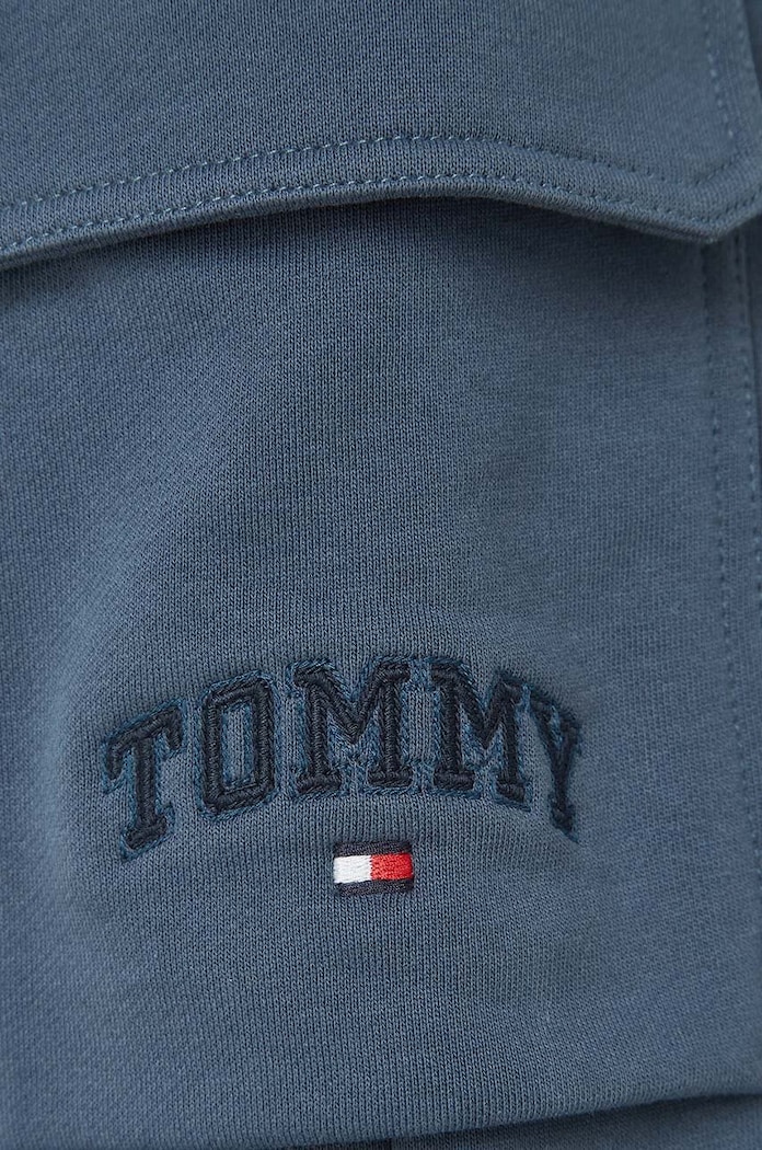 Tommy Hilfiger spodnie dresowe bawełniane dziecięce VARSITY EMBR CARGO granatowy KB0KB09120.9BYH.128.176