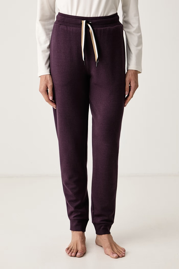 BOSS Spodnie lounge damskie CP Stripe Pants Cuff fioletowy 50524759