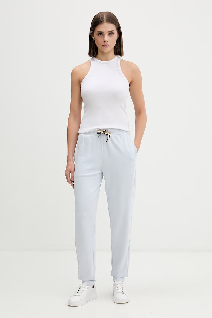 BOSS παντελόνι lounge γυναικείο CP Stripe Pants Cuff 50524759 μπλε SS26