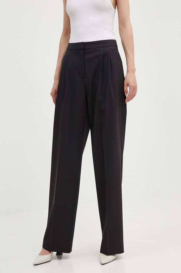 HUGO spodnie z domieszką wełny 50517955 czarny AW24
