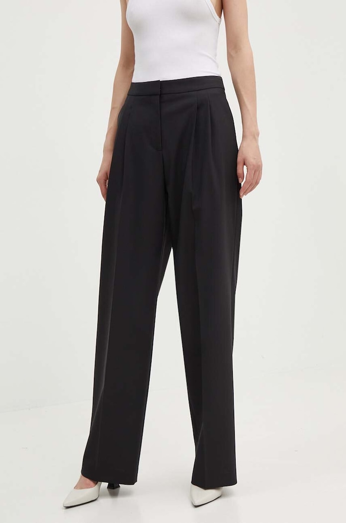 HUGO spodnie z domieszką wełny 50517955 czarny AW24