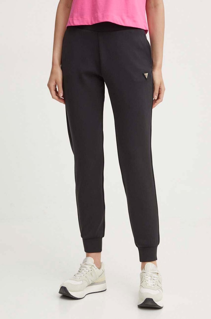 Tepláky Guess OLYMPE pletenina čierna V4YB08.KCAY2