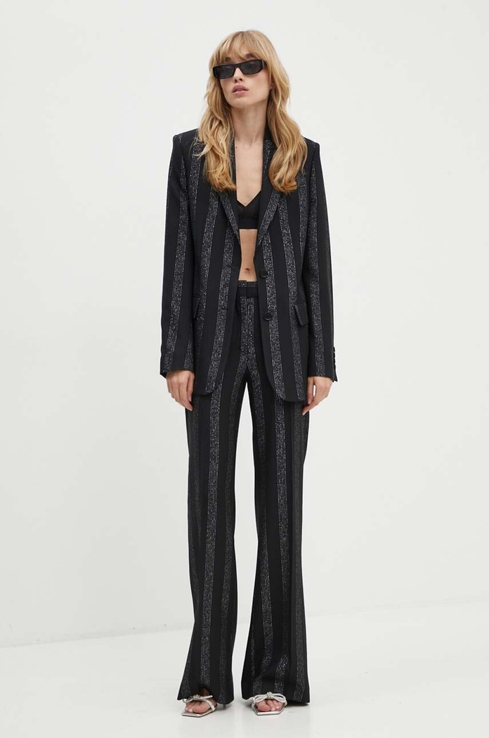 MSGM gyapjú nadrág 3741MDP01A.247604 fekete AW24