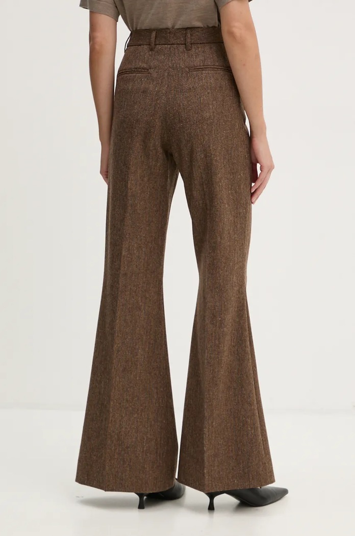 Дрехи Вълнен панталон Remain Herringbone Flare Pants 5018622977 кафяв