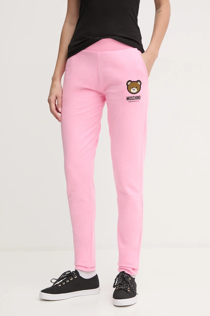 Tepláky Moschino Underwear pletenina růžová A6890.4413