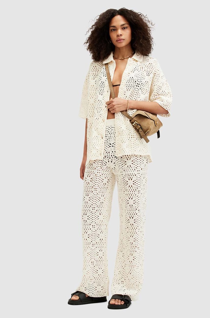 AllSaints spodnie bawełniane MILLY TROUSER bawełna beżowy W059TA