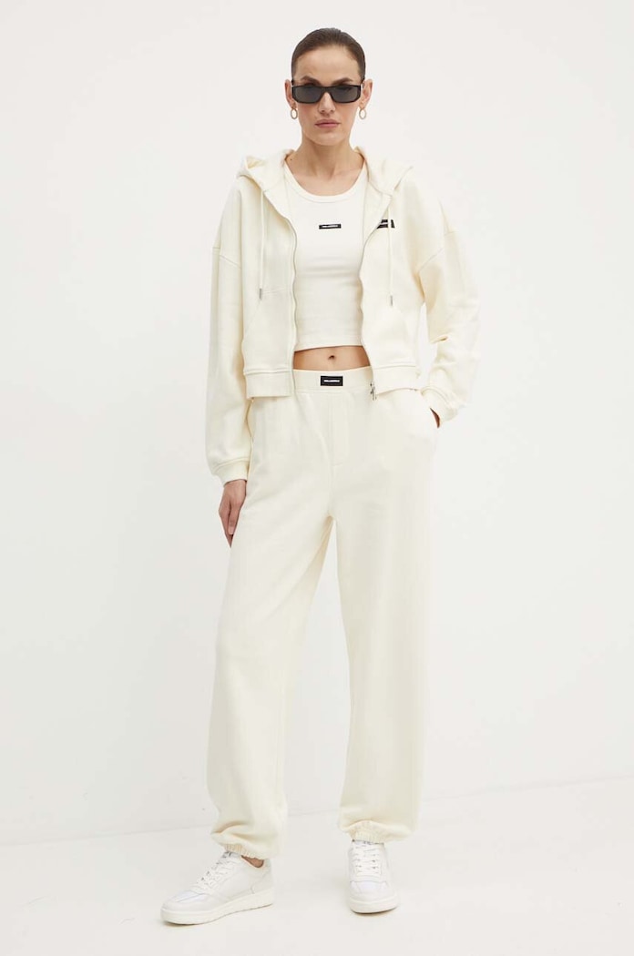 Karl Lagerfeld spodnie dresowe bawełniane 245W2113 beżowy AW24
