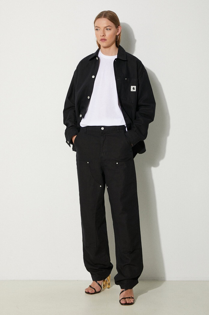 Carhartt WIP linen blend trousers Ethel Double Knee Pant I033573.8902 black AW24