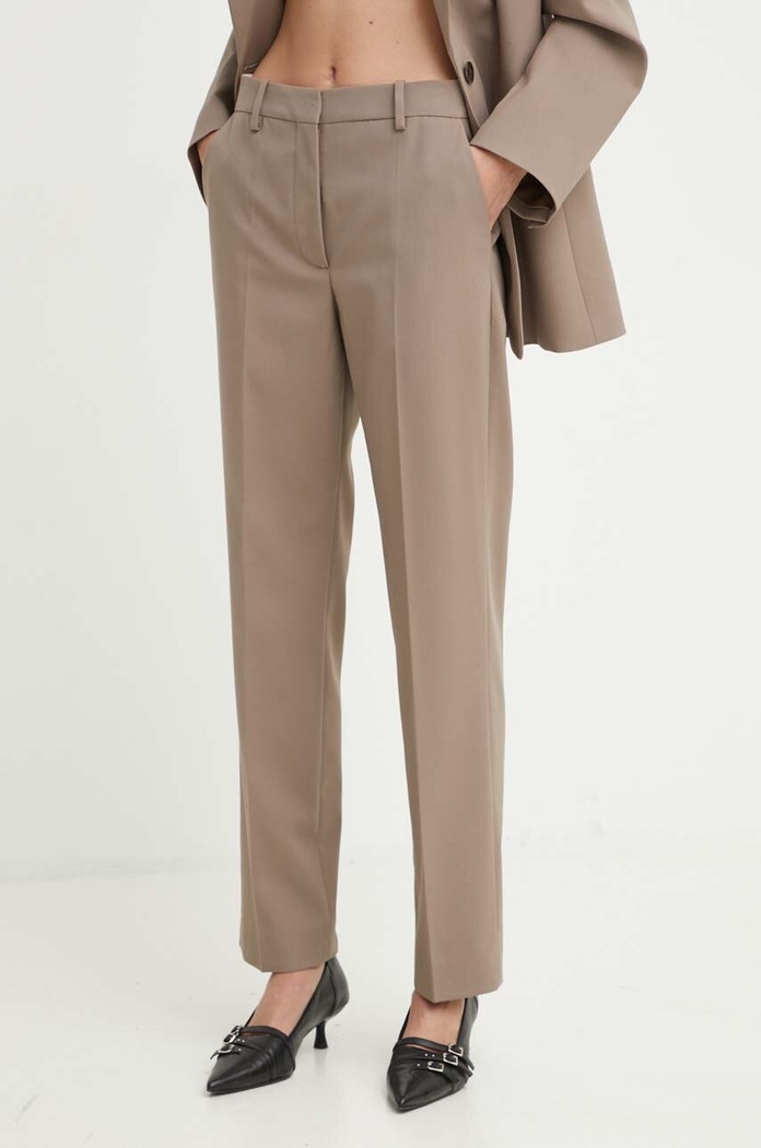 Hlače By Malene Birger IGDA Z elastanom rjava Q72526002