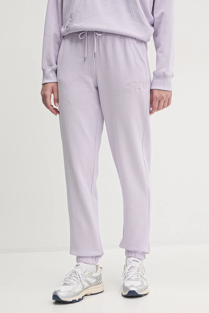 Dkny spodnie dresowe dzianina fioletowy DP4P3471