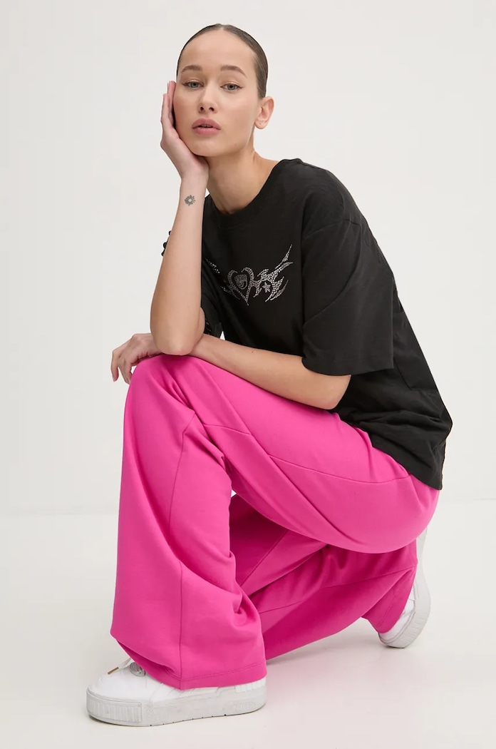 Chiara Ferragni pantaloni della tuta di cotone rosa 77CBAK03