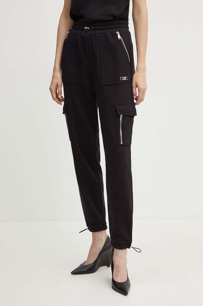 MICHAEL Michael Kors pantaloni de trening din bumbac tricotaj negru MT430P24MY