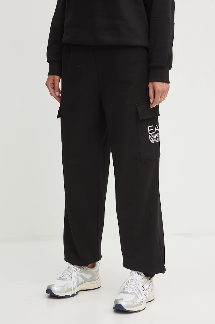 EA7 Emporio Armani pantaloni de trening tricotaj negru TJZCZ.6DTP94.0200