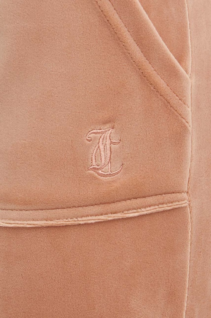 Juicy Couture spodnie dresowe welurowe DEL RAY GOLD beżowy JCAP180G.681