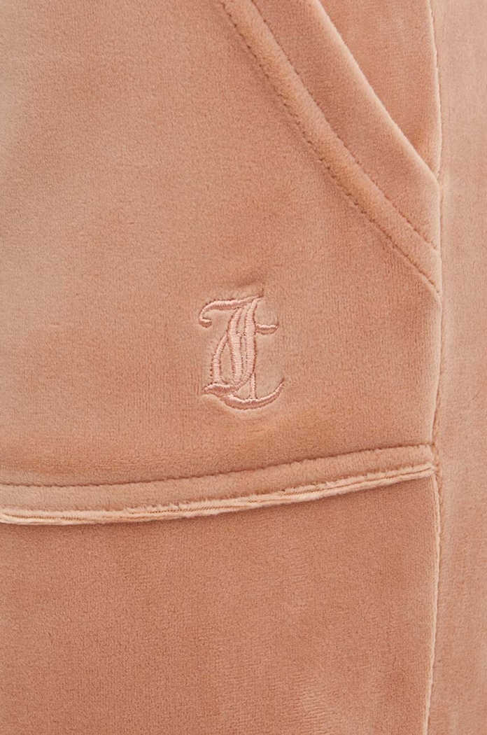 Juicy Couture spodnie dresowe welurowe DEL RAY GOLD beżowy JCAP180G.681