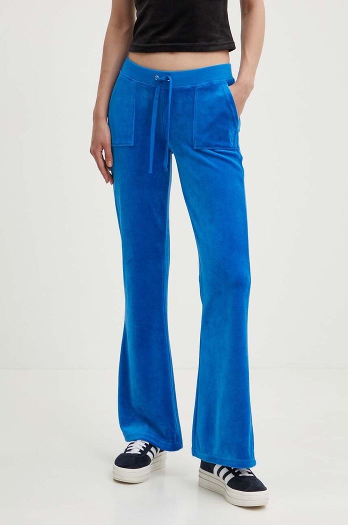 Juicy Couture velúr melegítőnadrág CAISA LOW RISE PANT sima kék JCSEBJ008.233
