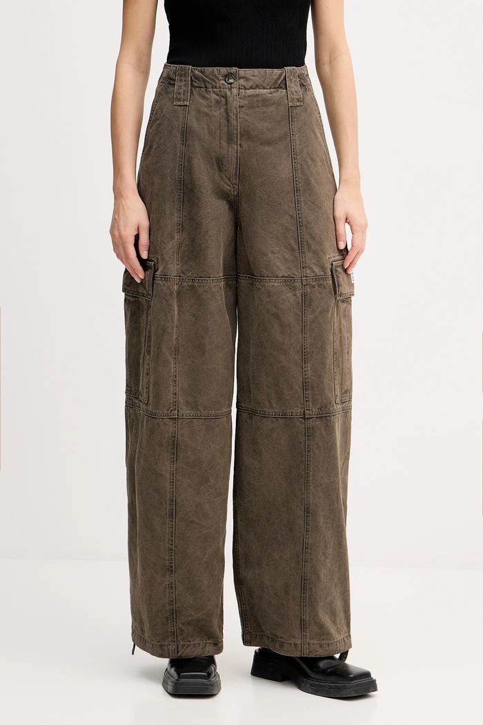 Bavlnené nohavice Kenzo Dyed Canvas Cargo Pants bavlna hnedá FE62PA0909GK.92