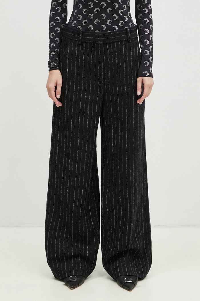 Шерстяные брюки Kenzo Stripped Wide Pants шерсть чёрный FE62PA0949GM.99