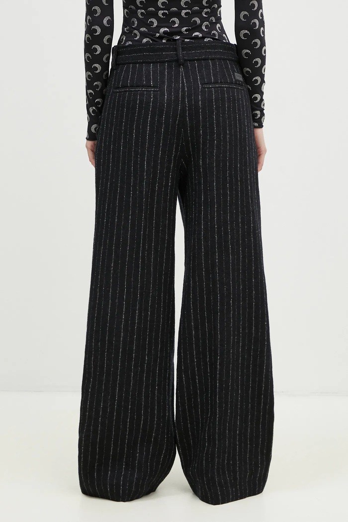 Одежда Шерстяные брюки Kenzo Stripped Wide Pants FE62PA0949GM.99 чёрный