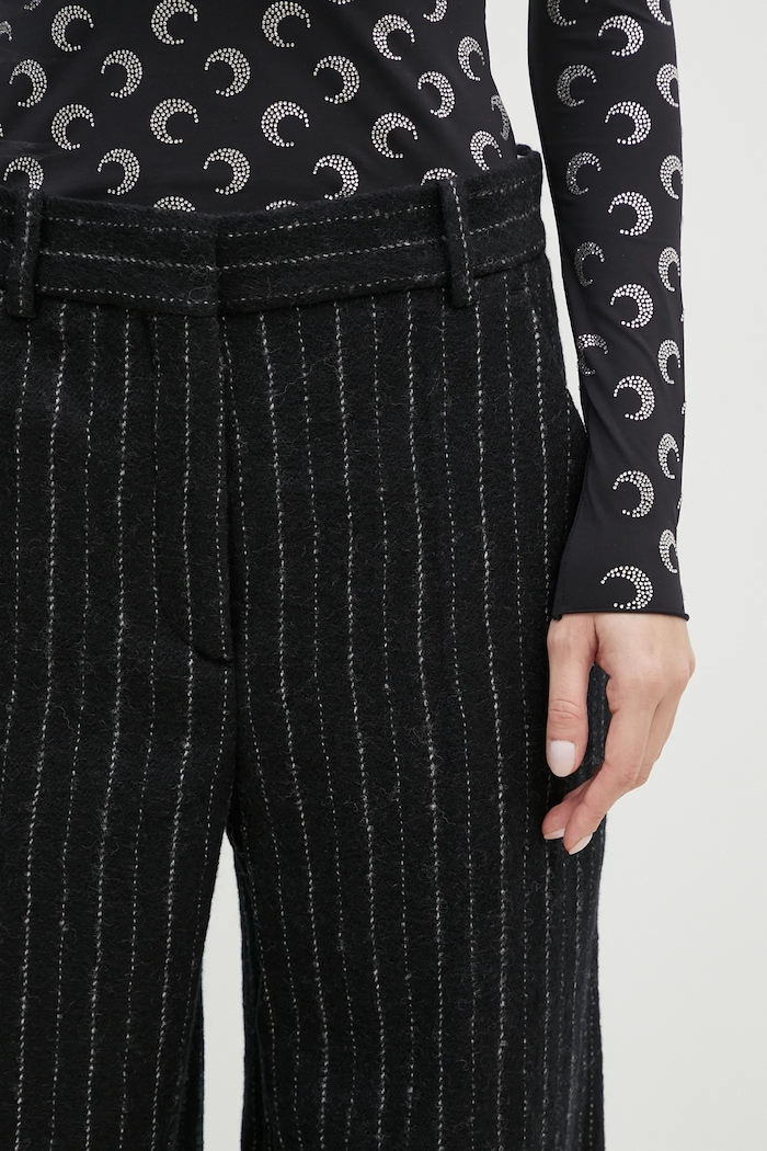 Шерстяные брюки Kenzo Stripped Wide Pants чёрный FE62PA0949GM.99