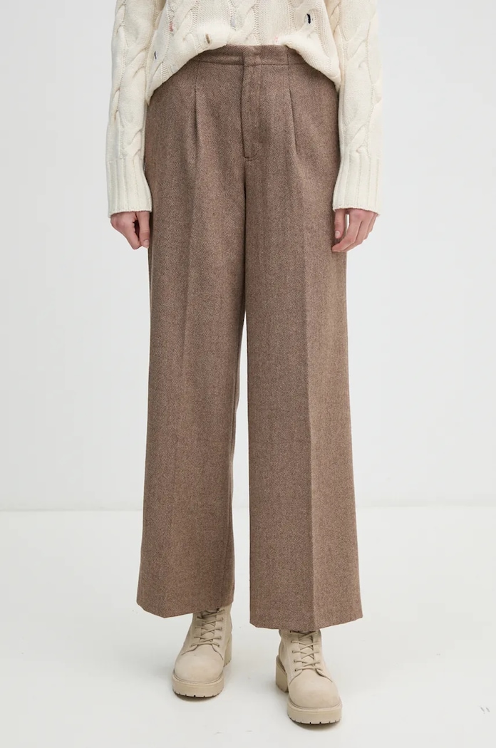 Kalhoty s příměsí vlny Pepe Jeans DOLLY high zelená PL211772