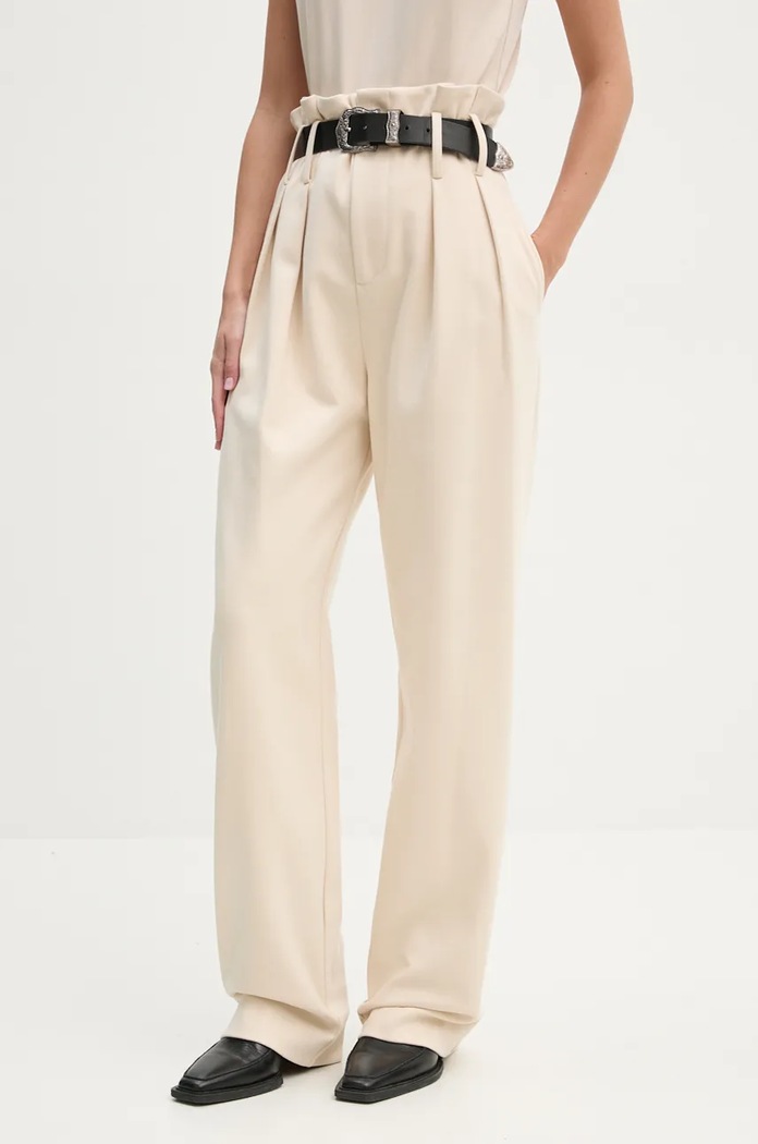 IRO pantaloni drept bej WM23KOTEL