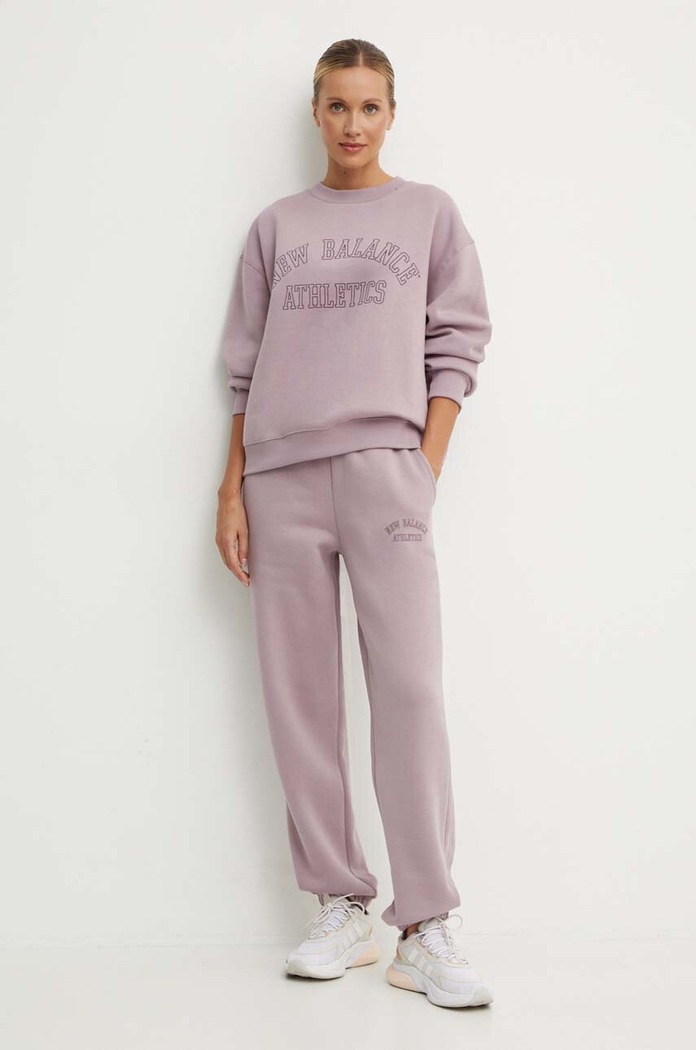 Tepláky New Balance WP43500ICW fialová AW24