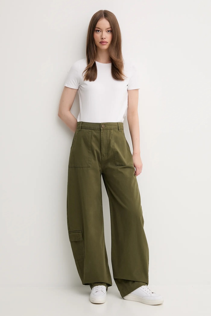 Bombažne hlače Alpha Industries Field Pant 148021 zelena SS25