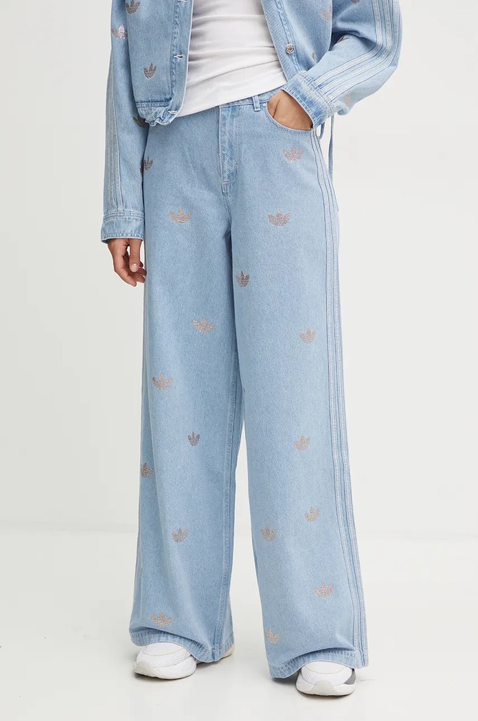 adidas Originals Τζιν παντελόνι adidas Originals Femme Galore Denim Rhinestone Pants μπλε JN3020