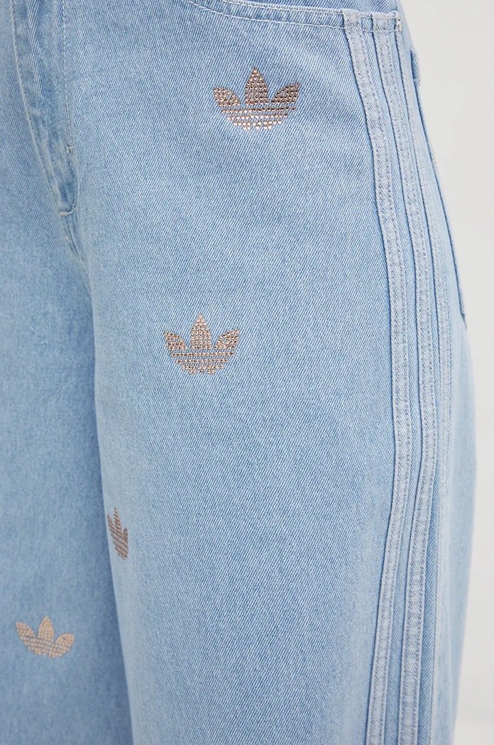Τζιν παντελόνι adidas Originals Femme Galore Denim Rhinestone Pants adidas Originals JN3020 μπλε