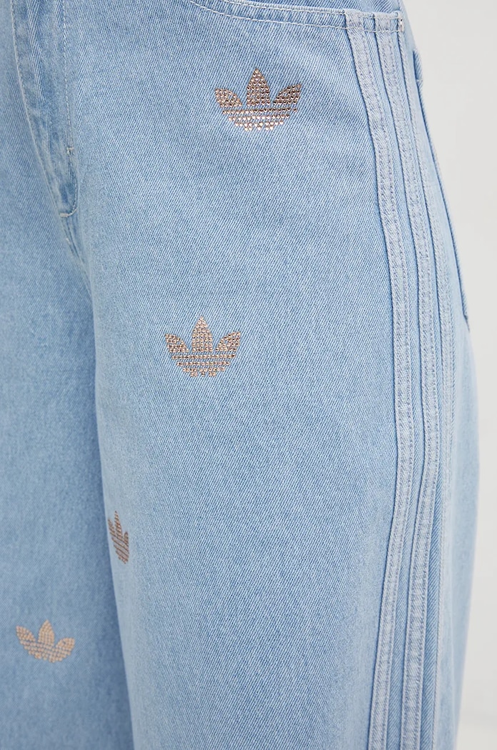 Τζιν παντελόνι adidas Originals Femme Galore Denim Rhinestone Pants adidas Originals JN3020 μπλε