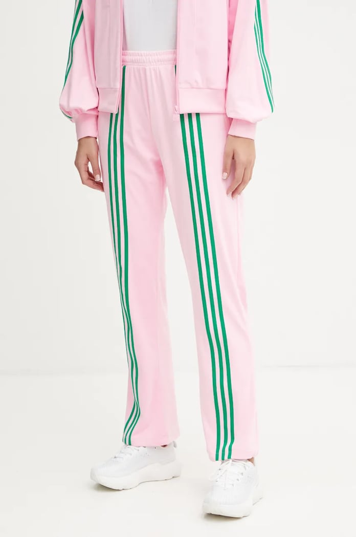 Tepláky adidas Originals 70s Velour Track Pant pletenina růžová JN8289