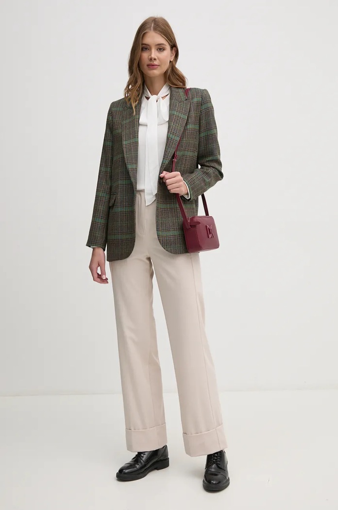 Kalhoty s příměsí vlny Sisley 4JYQLF061 béžová AW24