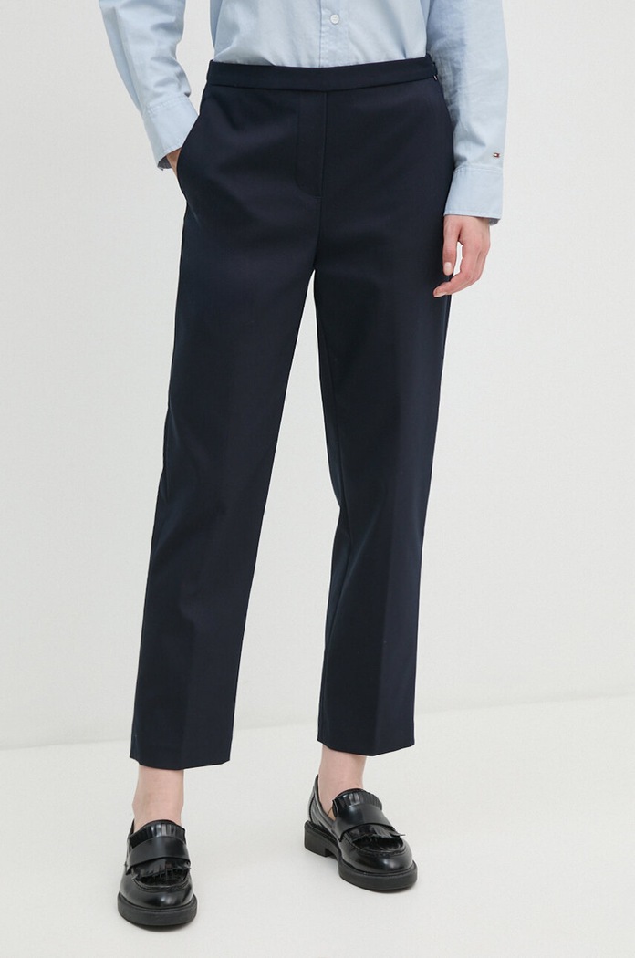 Hlače Tommy Hilfiger ravni mornarsko plava WW0WW43632